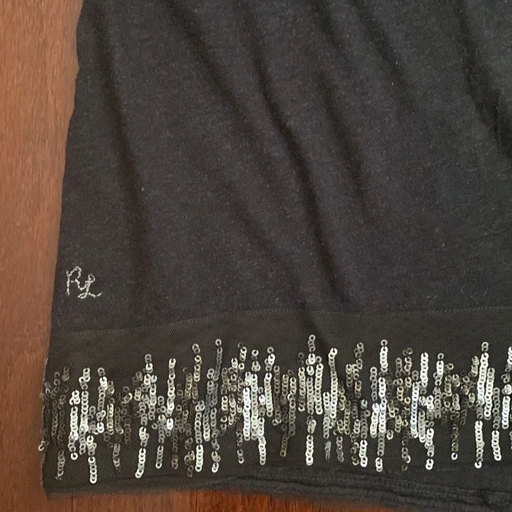 Ralph Lauren 3/4 Sleeve Grey Sparkle Trim Shirt
